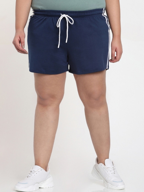

Bewakoof Plus Women Blue Solid Sports Shorts