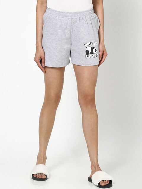 

Bewakoof Women Grey Printed Shorts