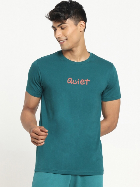 

Bewakoof Men Green Typography Print Pure Cotton T-shirt