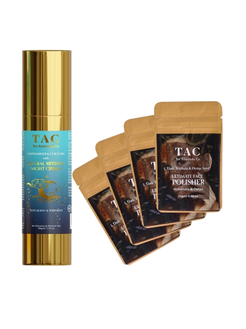 

TAC - The Ayurveda Co. Set of Natural Retinol Night Cream & 4 Ultimate Face Polisher, Brown