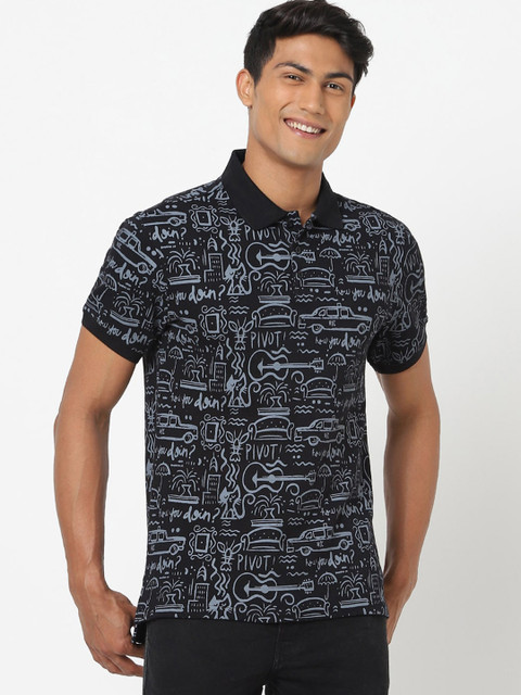 

Bewakoof Men Black Typography Printed Pure Cotton T-shirt