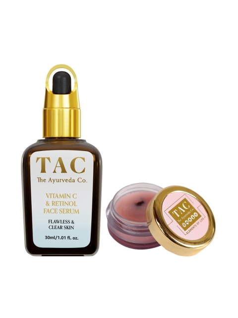 

TAC - The Ayurveda Co. Set of Vitamin C & Retinol Face Serum & Indian Rose Lip Butter, Brown