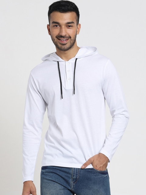 

Bewakoof Men White Cotton Hooded Sweatshirt