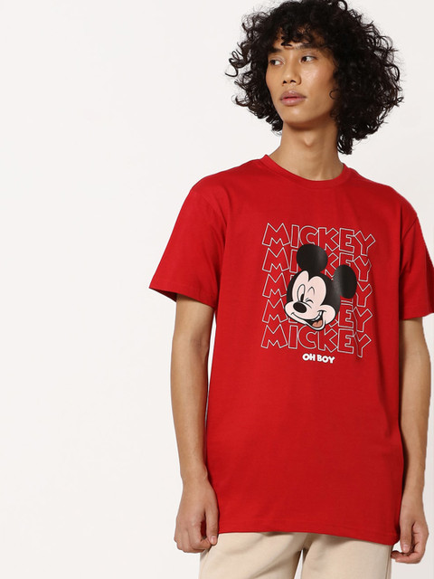 

Bewakoof Men Red Printed Pure Cotton T-shirt
