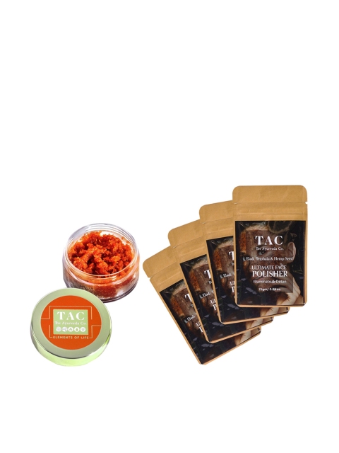 

TAC - The Ayurveda Co. Set of Vitamin C Lip Scrub & Detan Face Polisher, Brown