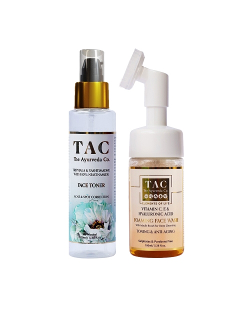 

TAC - The Ayurveda Co. Set of Niacinamide Face Toner & Foaming Face Wash 100 ml each, Orange