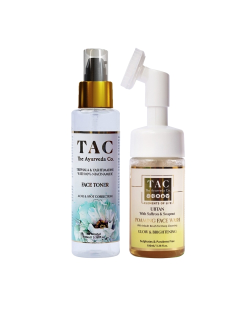 

TAC - The Ayurveda Co. Set of Niacinamide Face Toner & Foaming Face Wash 100 ml each, Brown