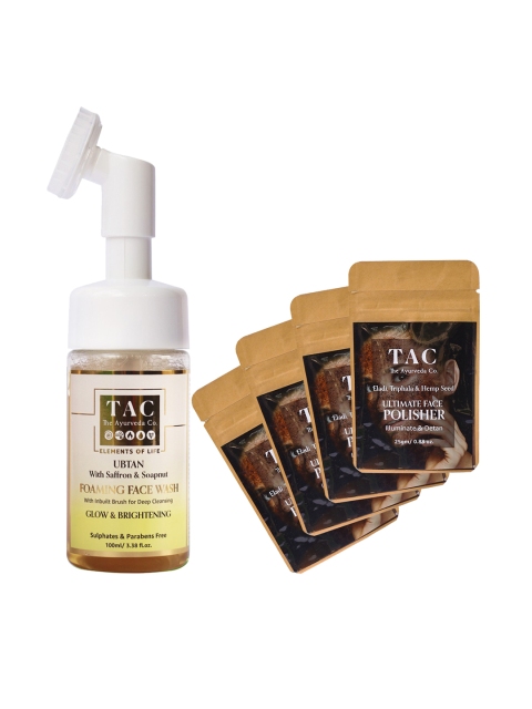 

TAC - The Ayurveda Co. Set of Detan Face Polisher & Foaming Face Wash, Brown