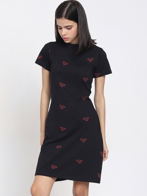 

Bewakoof Black Superman Printed Cotton T-shirt Dress