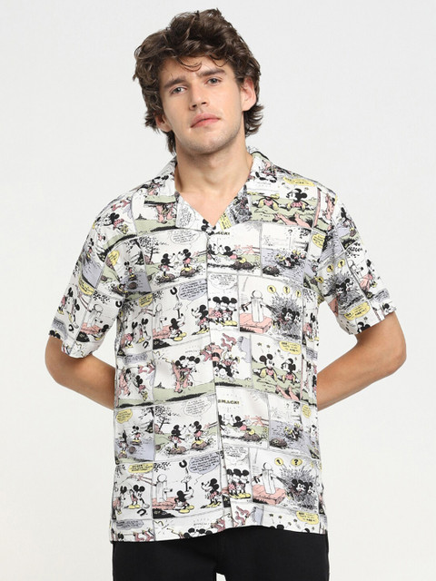 

Bewakoof Men Multicoloured Mickey Mouse Printed Boxy Fit Casual Shirt, Multi
