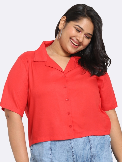 

Bewakoof Plus Women Red Casual Shirt