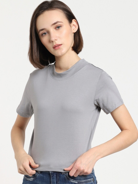 

Bewakoof Grey Sleeves Snug Pure Cotton Top