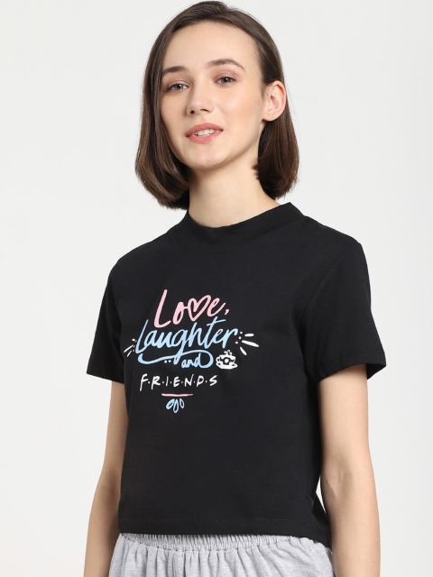 

Bewakoof Women Black Print Pure Cotton Top