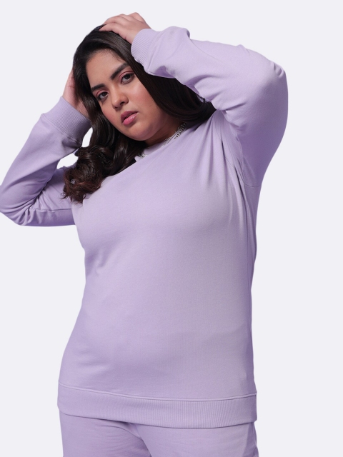 

Bewakoof Plus Women Purple Sweatshirt