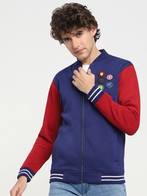 

Bewakoof Men Blue & Red Colourblocked Bomber Jacket