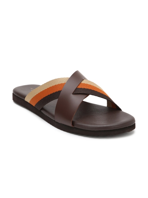 

Peter England Men Brown Colourblocked Flip Flops