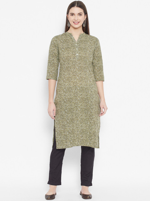 

DESI BEATS Women Green Geometric Printed Kurta