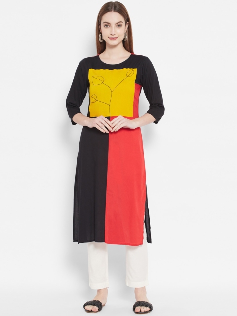 

DESI BEATS Women Black & Red Colourblocked Kurta