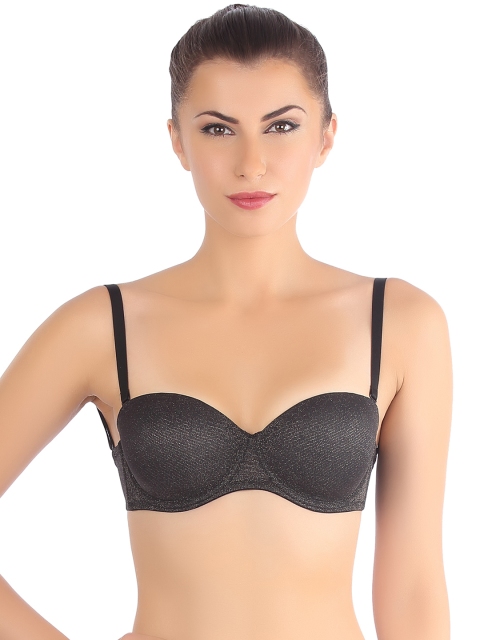 

Triumph Black Fashion 107 Wired Half Cup Detachable Padded Bra 122I489