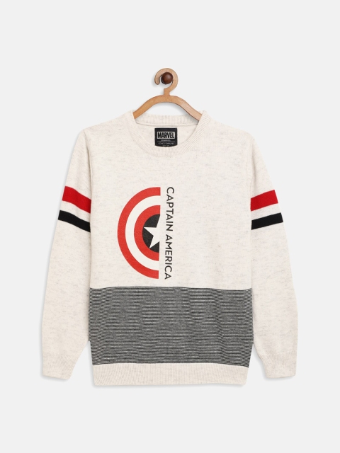

Octave Boys White & Red Superhero Printed Cotton Pullover