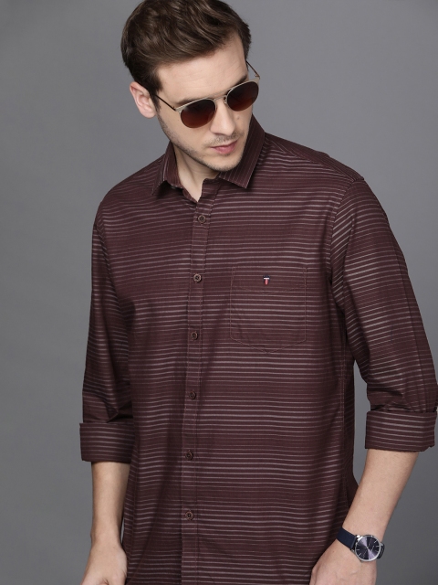 

Louis Philippe Sport Men Red & White Striped Pure Cotton Slim Fit Casual Shirt