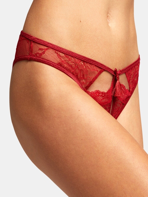 

YAMAMAY Red Laced Brazilian Briefs IBND124009 GRED M