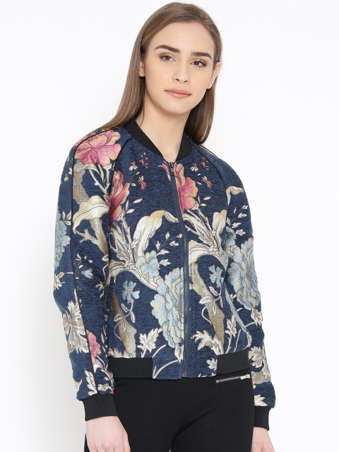 

Vero Moda Navy Floral Patterned Bomber Jacket, Navy blue