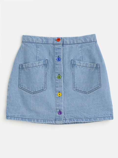 

Noh.Voh - SASSAFRAS Kids Girls Blue Denim Front Pocket Mini Skirt