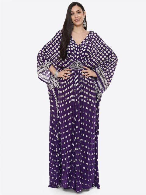 

Meena Bazaar Purple Crepe Kaftan Maxi Dress