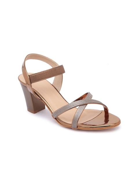 

Sole To Soul Copper-Toned Colourblocked Party Block Sandals