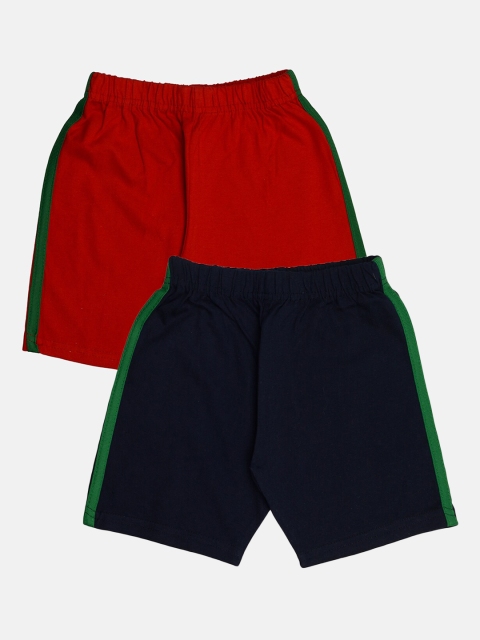 

TINY HUG Boys Pack Of 2 Red & Black High-Rise Shorts