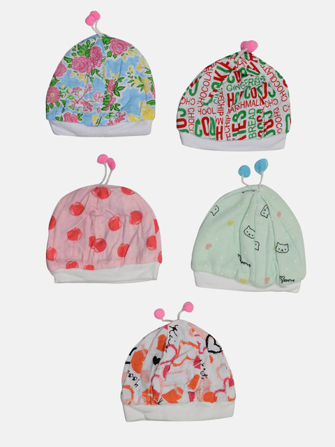 

TINY HUG Girls Pack Of 5 Assorted Printed Beanie