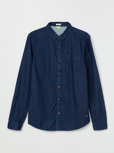 

Bossini Boys Blue Regular Fit Solid Organic Cotton Casual Shirt