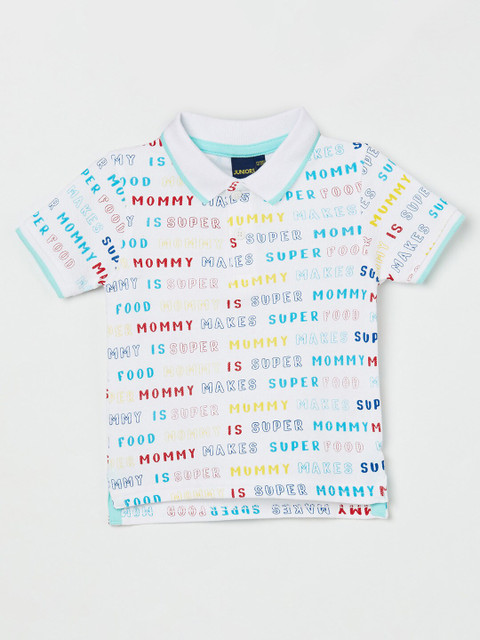 

Juniors by Lifestyle Boys White Typography Printed Pure Cotton T-shirt