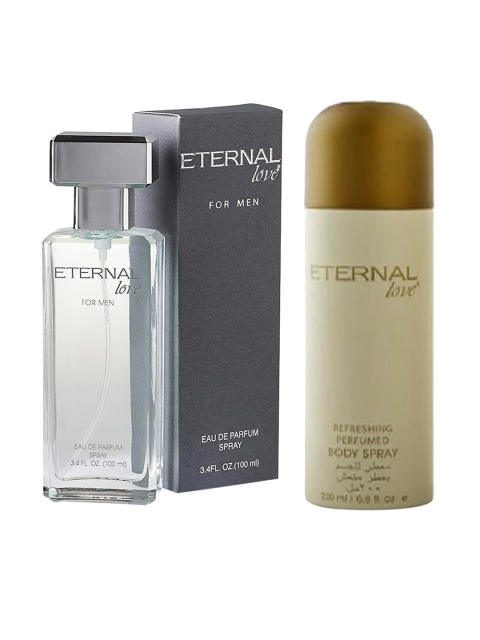 

ETERNAL Love Set of 2 for Men Grey Perfume, 100ml & Women Gold Deodorant, 200ml