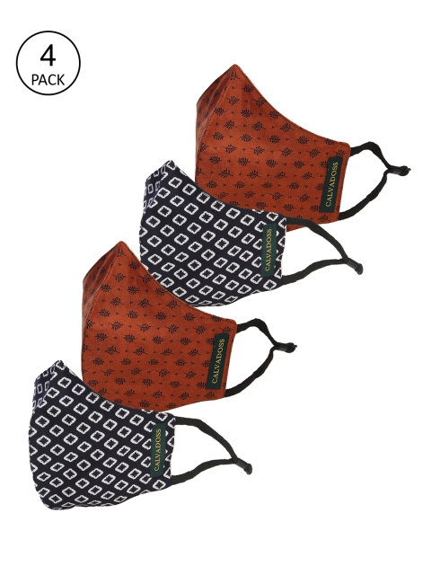 

Calvadoss Women Set Of 4 Multicoloured Printed 3-Ply Cotton Masks, Multi