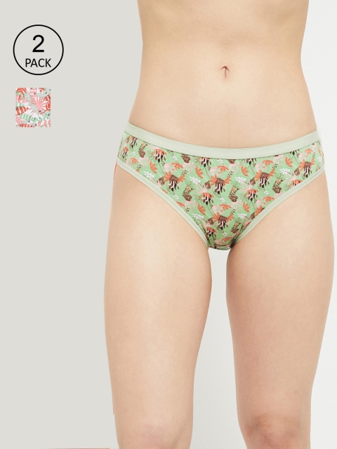 

max Women Pack of 2 Printed Cotton Briefs NOOSSU21BK04CORAL, Green