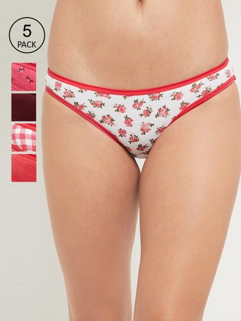 

max Women Pack Of 5 Red Floral Printed Pure Cotton Basic Briefs