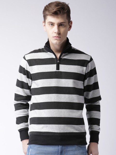 

Moda Rapido Black & Grey Melange Striped Sweatshirt