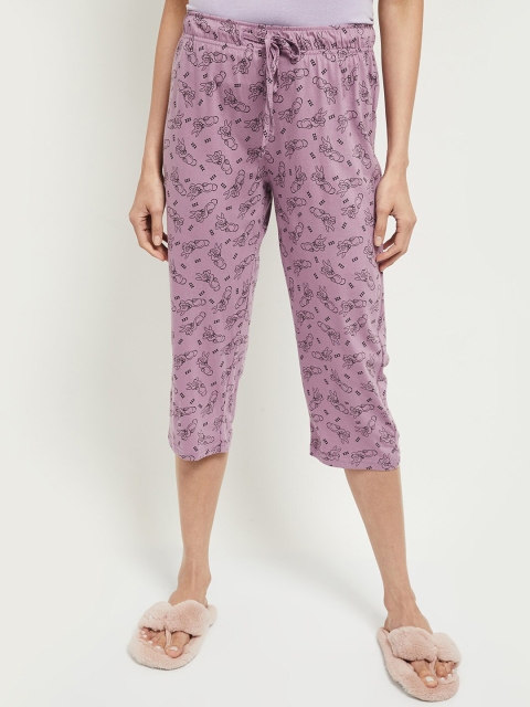 

max Women Mauve Printed Pure Cotton Lounge Pant