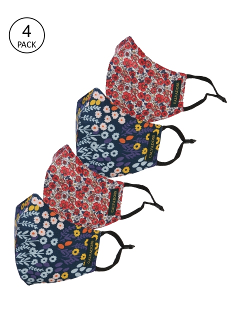 

CALVADOSS Men Pack Of 4 Assorted 3-Ply Reusable Cotton Cloth Masks