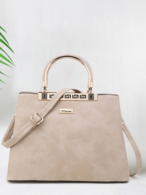 

SHINING STAR Cream-Coloured PU Structured Handheld Bag with Tasselled