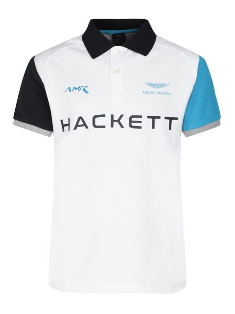 

HACKETT LONDON Boys Multicoloured Colourblocked Polo Collar Cotton T-shirt, Multi