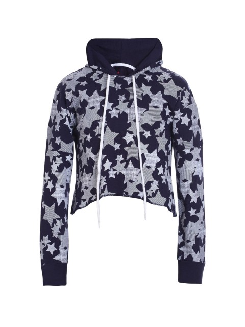

UNDER FOURTEEN ONLY Girls Navy Blue Printed Long Sleeves Top