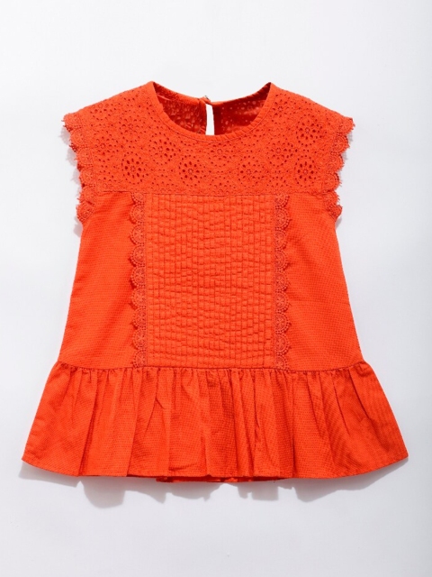 

UNDER FOURTEEN ONLY Orange Pure Cotton Top