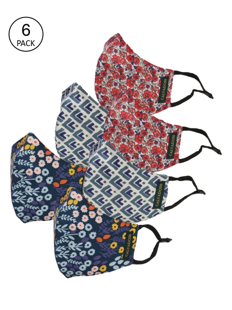 

Calvadoss Women Set Of 6 Assorted Printed 3-Ply Cotton Masks
