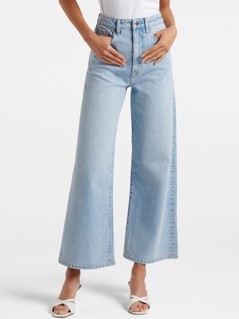 

Forever New Women Blue Wide Leg High-Rise Light Fade Jeans