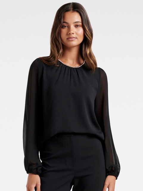

Forever New Black Solid Crepe Top