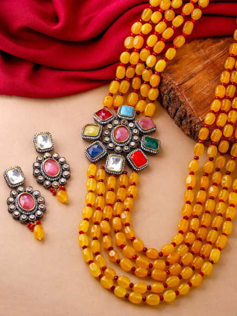 

Tistabene Red & Yellow Contemporary Modern Designer Necklace Set