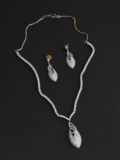 

Tistabene White Two Toned American Diamonds Modern Necklace Set